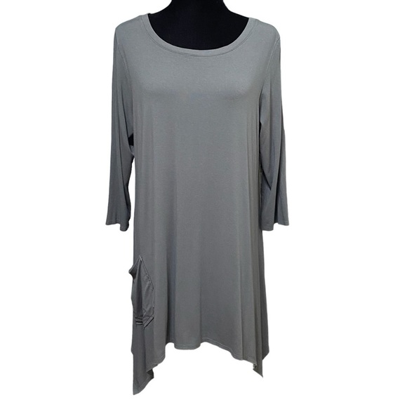 Cut Loose Gray Swing Tunic Dress Large Asymmetrical Lagenlook Boho Minimalist - Picture 1 of 8